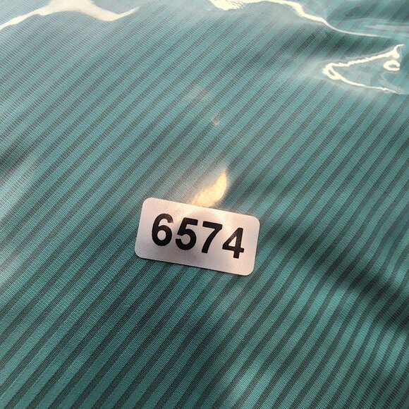 Mens Turquoise Striped Coofandy Polo Shirt Short Sleeve Polyamide Spandex Size L - Picture 11 of 11